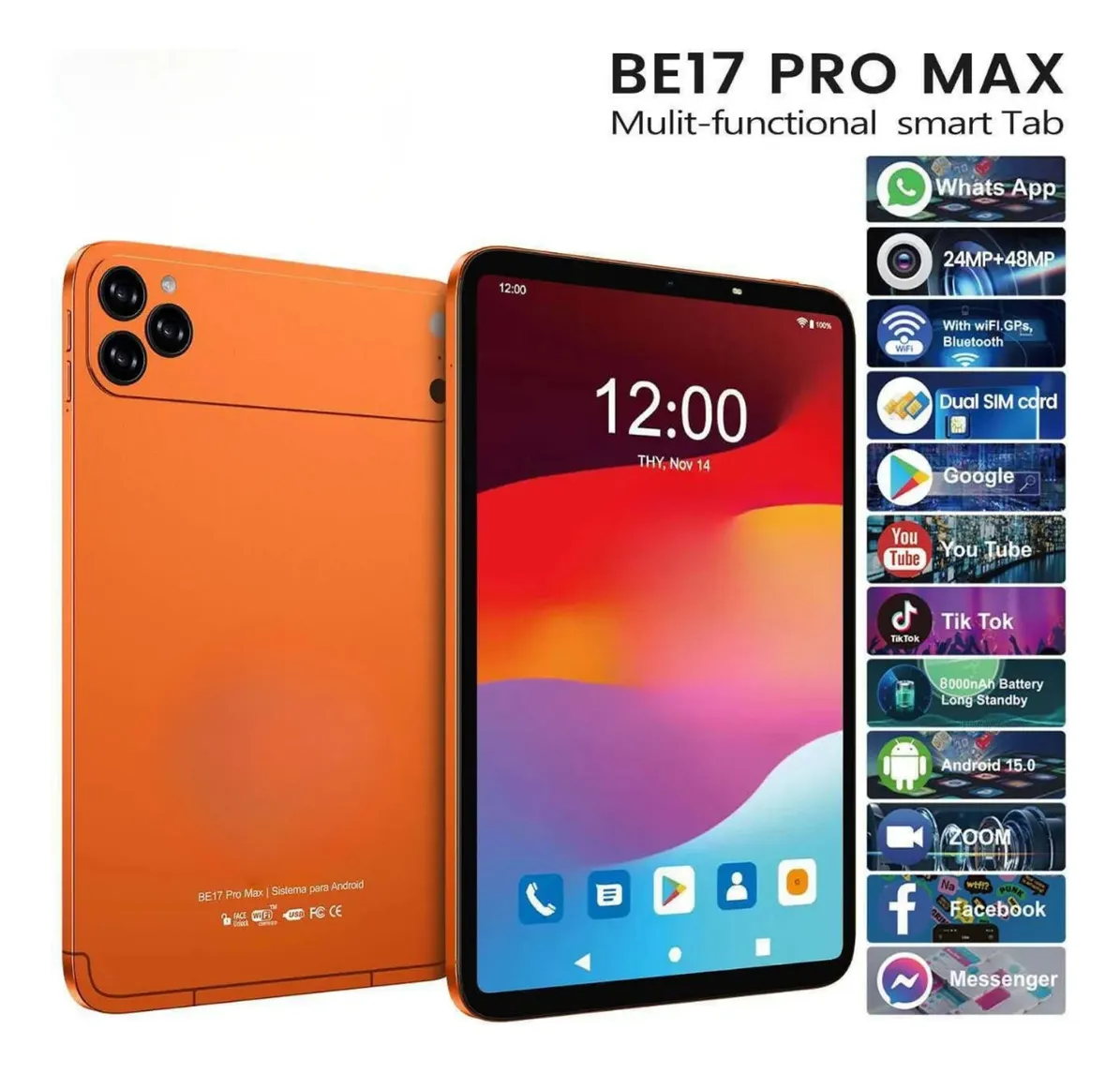 TABLET BENEDO TAB BE17 PRO MAX 10.1  1TB / 16GB RAM (KIT COMPLETO)